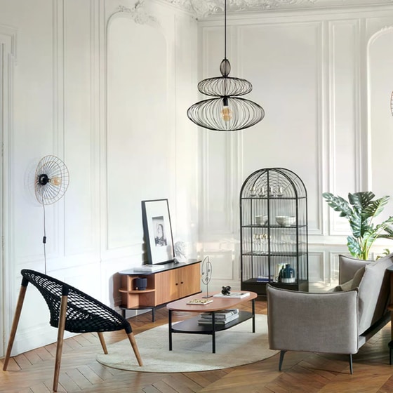 Απλίκα Τοίχου Spitishop με Φις Πρίζας Μεταλλική Φ45x11 cm - Μαύρη/Μπεζ image 2