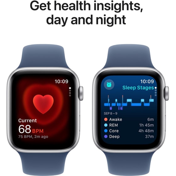 Apple Watch SE GPS + Cellular 40mm Silver Aluminum Case with Denim Sport Band - S/M image 4