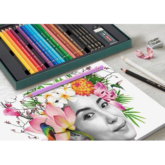 Ξυλομπογιές Faber Castell Polychromos Σετ σε Κασετίνα 17 Τεμάχια & 4 Pitt Graphite Matt & Γόμα & Ξύστρα image 3