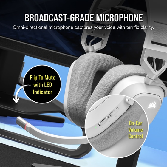 Corsair HS80 RGB Gaming Ασύρματα Ακουστικά 2.4 GHz - Λευκά image 5