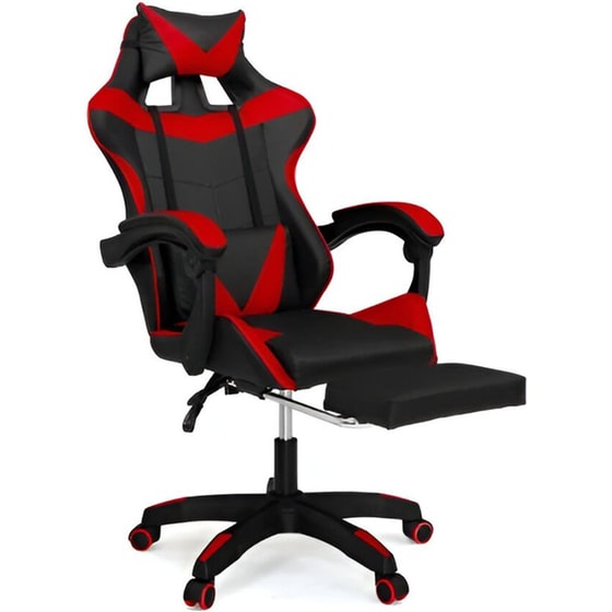 Καρέκλα Gaming Idomya 30078800 από Δερματίνη με Υποπόδιο - Μαύρη/Κόκκινη image 2