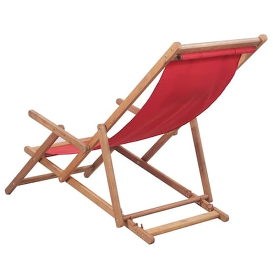 Σεζλόνγκ VidaXL Πτυσσόμενη από Ξύλο/Ύφασμα 112x60x95 cm - Κόκκινο image 4