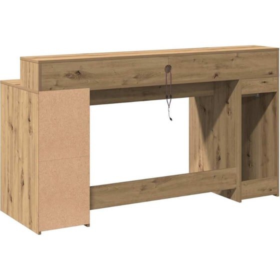 Γραφείο VidaXL με LED από Επεξεργασμένο Ξύλο 160x55x91 cm - Artisan Δρυς image 6
