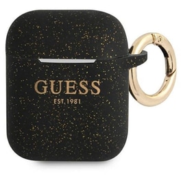 Θήκη Ακουστικών Guess Printed Logo Silicone Case για Apple AirPods 1/2 - Black/glitter