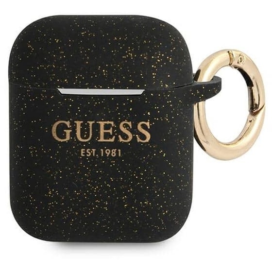Θήκη Ακουστικών Guess Printed Logo Silicone Case για Apple AirPods 1/2 - Black/glitter image 0