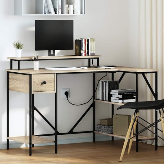 Γραφείο VidaXL από Επεξεργασμένο Ξύλο 120x79x86,5 cm - Sonoma Δρυς image 1