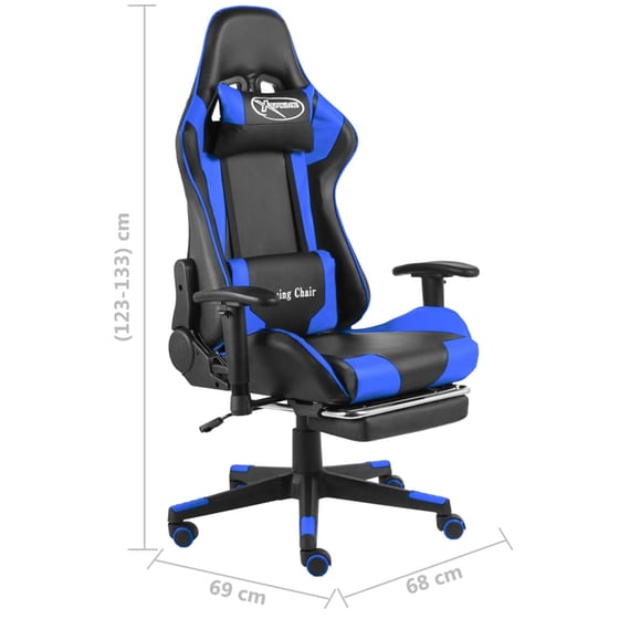 Gaming Καρέκλα Γραφείου VIDAXL 20496 από PVC - Μπλε image 8