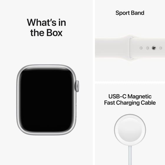 Apple Watch Series 8 GPS 41mm - Silver Aluminium Case with White Sport Band - Regular image 8