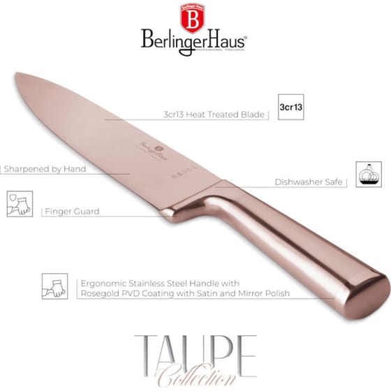 Σετ Μαχαίρια Berlinger Haus Rose Gold Collection από Ανοξείδωτο Ατσάλι με Βάση Ακακίας 6 Τμχ image 3