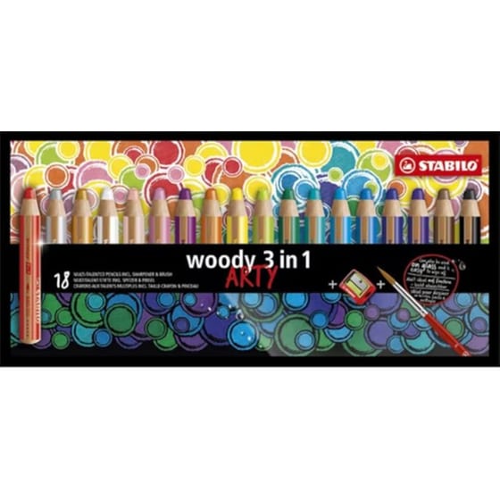 Ξυλομπογιές Stabilo Κραγιόν Stabilo Woody 880 18 Τεμάχια + Ξύστρα image 0