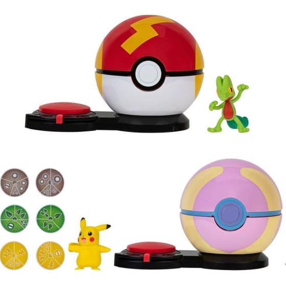 Φιγούρες Jazwares Pokemon Suprise Attack - Pikachu With Fast Ball Vs Treecko With Heal Ball image 1