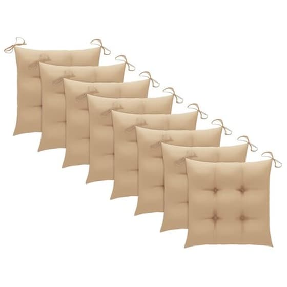 Καρέκλες Κήπου Vidaxl από Μασίφ Ξύλο Ακακίας με Μαξιλάρια 8 Τεμ. 61x57x92cm - Γκρι/Μπεζ image 5