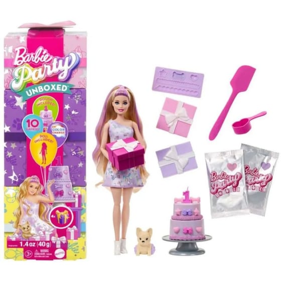 Κούκλα Mattel Barbie Party Unboxed Reveal Με Γαλλικό Μπουλντόγκ image 0