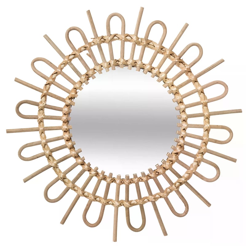 Διακοσμητικός Καθρέφτης Τοίχου Spitishop Ξύλινος 162202 Φ51 cm - Φυσικό