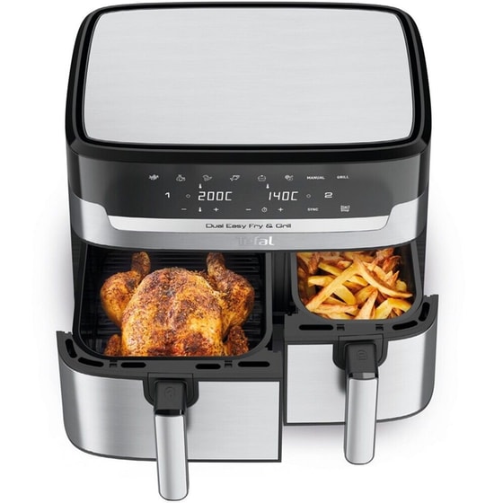 TEFAL EY905D Dual Easy Fry & Grill 2700W 8.3L Ασημί με Διπλό Αποσπώμενο Κάδο Φριτέζα Αέρος image 5