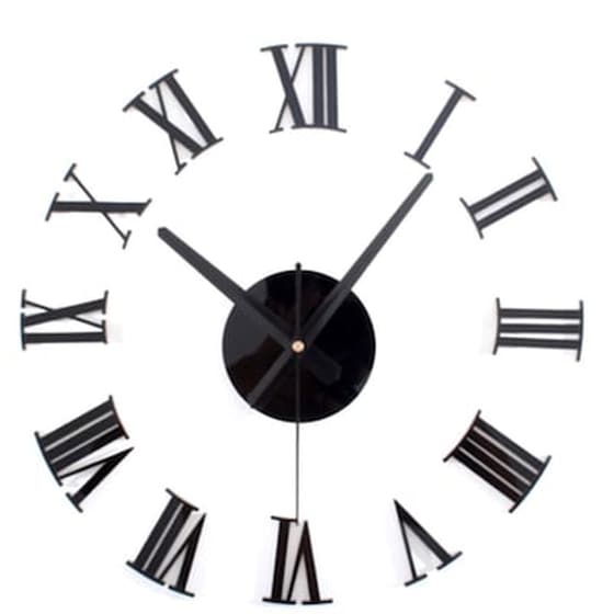 Αυτοκόλλητο Αναλογικό Ρολόι Τοίχου ZYDC461 45 cm - Μαύρο image 0