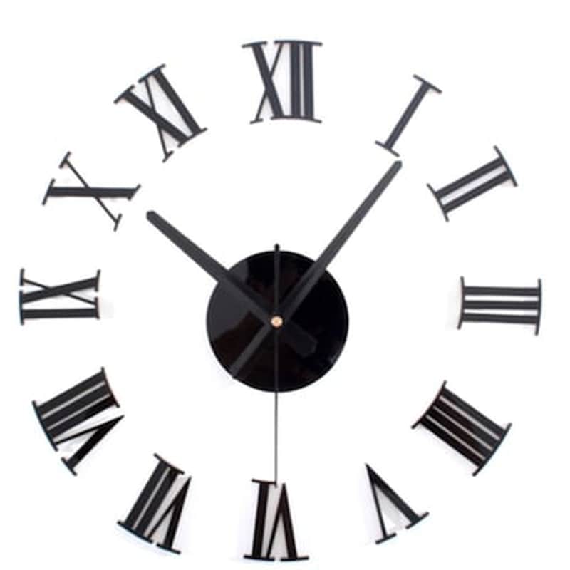 OEM Αυτοκόλλητο Αναλογικό Ρολόι Τοίχου ΟΕΜ ZYDC461 Λατινικά - Μαύρο