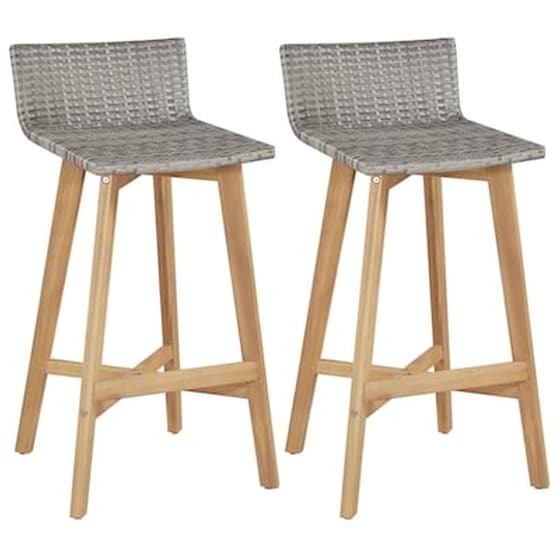 Σκαμπό Κήπου VidaXL από Μασίφ Ξύλο Ακακίας 40x45x90 cm 2 Τμχ - Γκρι image 0
