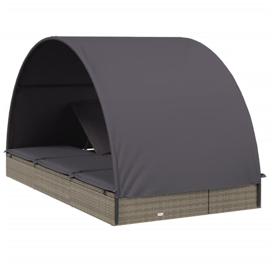 Ξαπλώστρα VidaXL από Συνθετικό Ρατάν 211x112x140 cm - Γκρι image 5