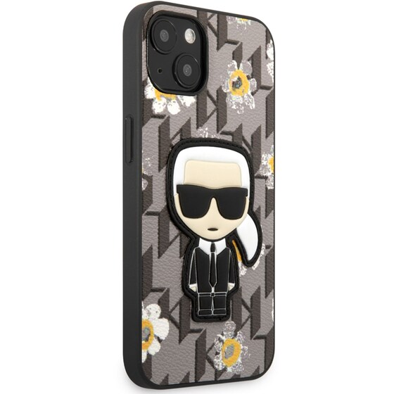 Θήκη Apple iPhone 13 - Karl Lagerfeld Flower Mono Ikonik Patch Case - Grey image 3