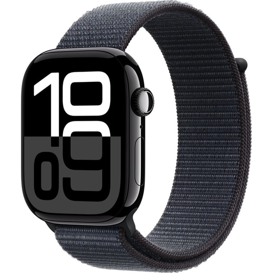 Apple Watch Series 10 GPS + Cellular 46mm Jet Black Aluminum Case with Ink Sport Loop image 0