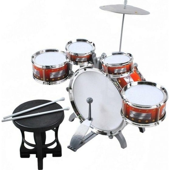 Παιδικά Τύμπανα Drums Με Σκαμπό, Μπαγκέτες Και Πιατίνι image 0