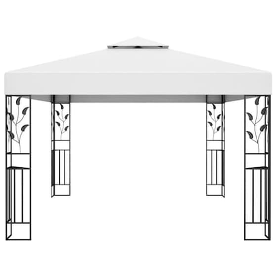 Κιόσκι Vidaxl Ατσάλινο με Διπλή Οροφή και Φωτάκια 3x4m - Λευκό image 4