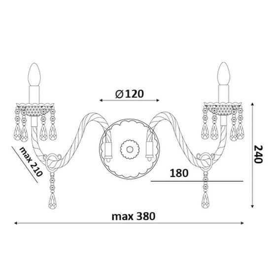 Απλίκα Τοίχου Aca Pegasus Sf63992wc Μεταλλική 38x21x24 cm - Ασημί image 1