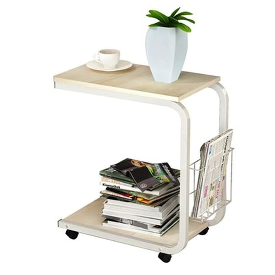 Γραφείο Βοηθητικό ArteLibre Somateria από MDF 51x30cm - Φυσικό/Λευκό image 0
