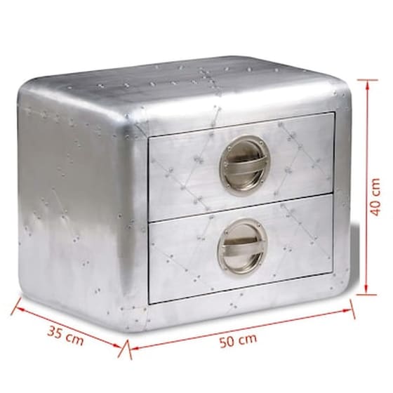 Τραπεζάκι Σαλονιού VidaXL από Αλουμίνιο 50x35x40cm - Ασημί image 4