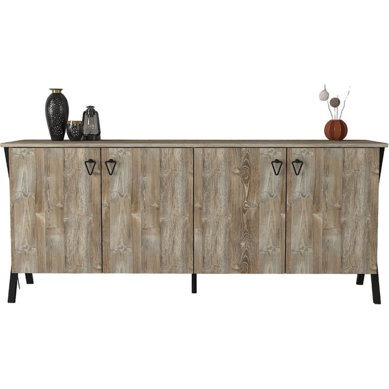 24MALL Μπουφές 24Mall Favore από Μοριοσανίδα/Μέταλλο 180x44.8x76.8 cm - Καρυδί/Μαύρος