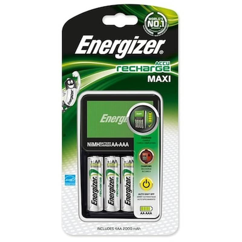 E-DAMIANAKIS Επαναφορτιζόμενες Μπαταρίες Energizer AA NiMH 2000mAh 1.2 V 4 τεμάχια + Φορτιστής Μπαταριών ACCU Maxi