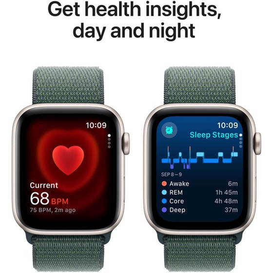 Apple Watch SE GPS 40mm - Starlight Aluminium Case with Lake Green Sport Loop image 5