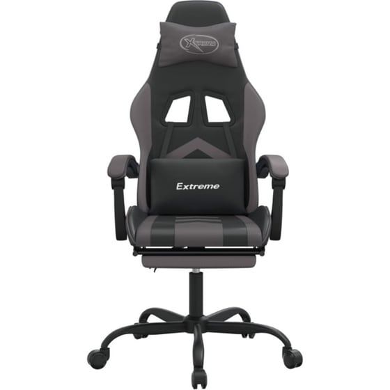 Καρέκλα Gaming VIDAXL 349607 με Υποπόδιο από Τεχνητό Δέρμα - Γκρι image 1