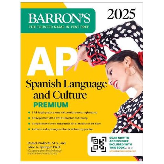 AP Spanish Language and Culture Premium, 2025: 5 Practice Tests + Comprehensive Review + Online Practice image 0
