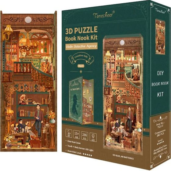 DIY 3D Puzzle Book Nook Kit Βιβλιοστάτης - Violin Detective Agency image 0
