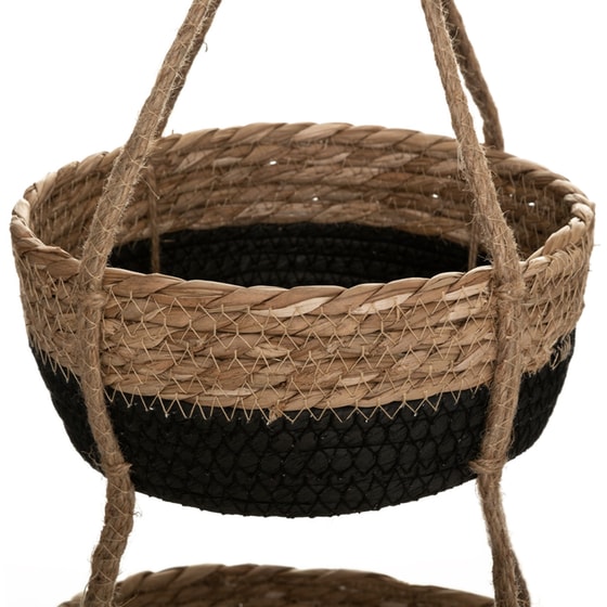Καλάθι Αποθήκευσης Spitishop Κρεμαστό Ψάθινο 24.5x68cm - Καφέ/Μαύρο image 2