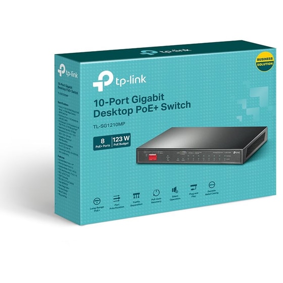 TP-LINK TL-SG1210MP Gigabit Desktop Switch Gigabit Ethernet (10/100/1000 Mbps) 10-Port PoE+ image 3