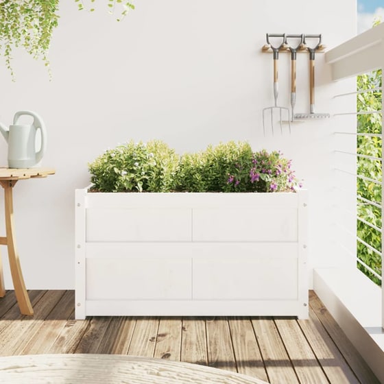 Ζαρντινιέρα VidaXL από Μασίφ Ξύλο Πεύκου 90x50cm - Λευκό image 10