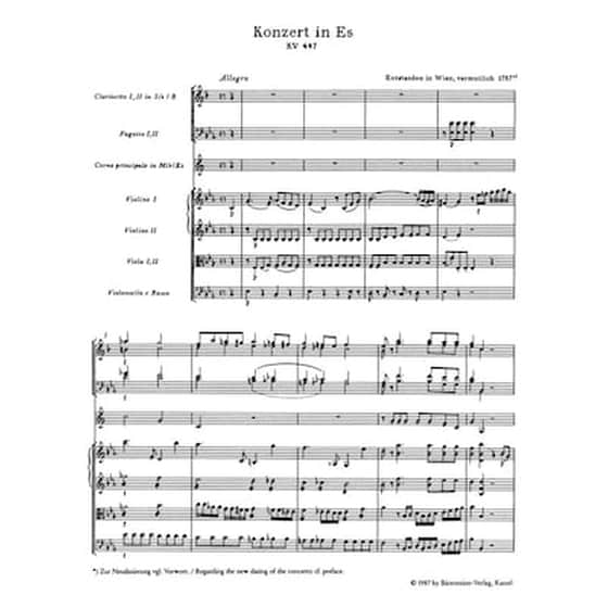 Βιβλίο Για Σύνολα Barenreiter Mozart - Concerto In Eb Major Kv 447 [pocket Score] image 2