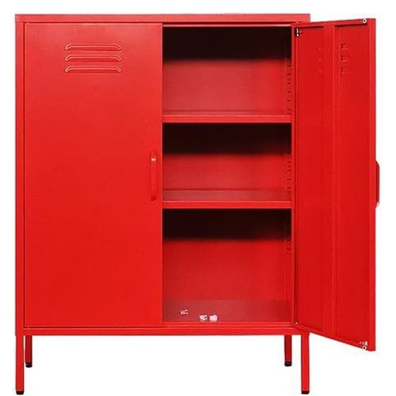 Ντουλάπα Μεταλλική Nextdeco Δίφυλλη 102x80x40cm - Κόκκινο image 1