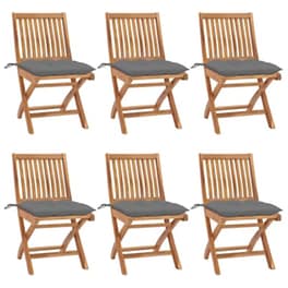 Vidaxl Καρέκλες Κήπου Πτυσσόμενες 6 Τεμ. Μασίφ Ξύλο Teak Με Μαξιλάρια