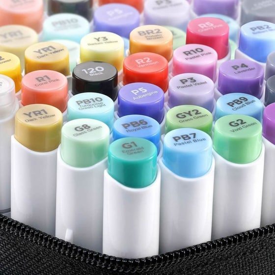Alcohol Art Markers Σετ Μαρκαδορων 24 Βασικων Χρωματων Brush Chisel Ohuhu Honolulu (80401-93) image 2