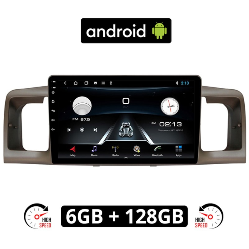 Ηχοσύστημα με Οθόνη Αφής 9 Android GPS Wi-Fi Bluetooth 6GB/128GB για Toyota Corolla (2000 - 2007)