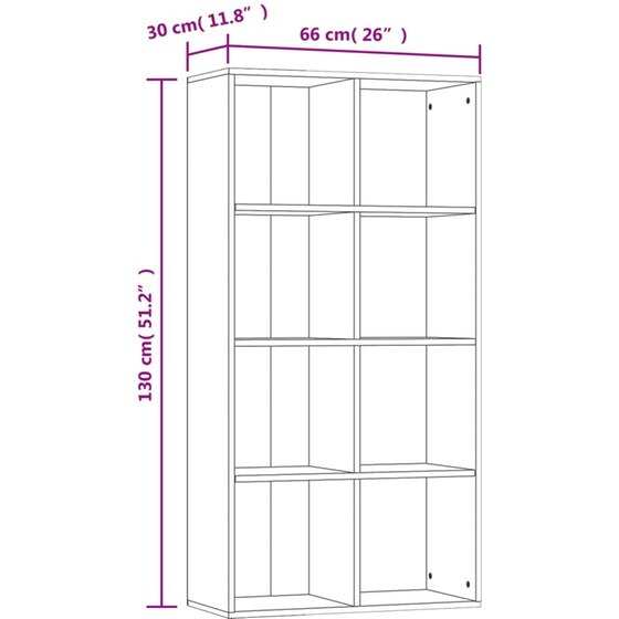 Βιβλιοθήκη VidaXL από Μοριοσανίδα 66x30x130 cm - Sonoma/ Μπεζ image 8