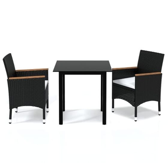 Vidaxl Σετ Τραπεζαρίας Κήπου 3 Τεμ. Μαύρο Συνθετικό Ρατάν Με Μαξιλάρια image 2