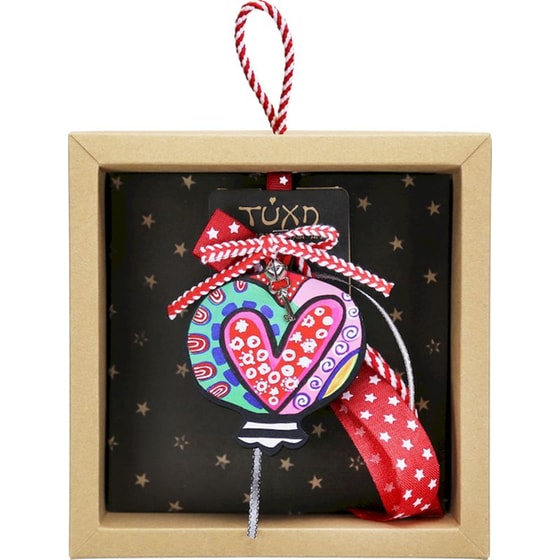 Κρεμαστό Χριστουγεννιάτικο Γούρι Boho - Ρόδι με Καρδιά image 1