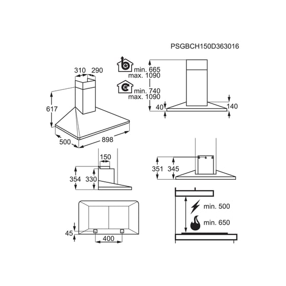 ELECTROLUX EFF90560OX 89.8 cm Inox Απορροφητήρας Καμινάδα - Τζάκι image 4
