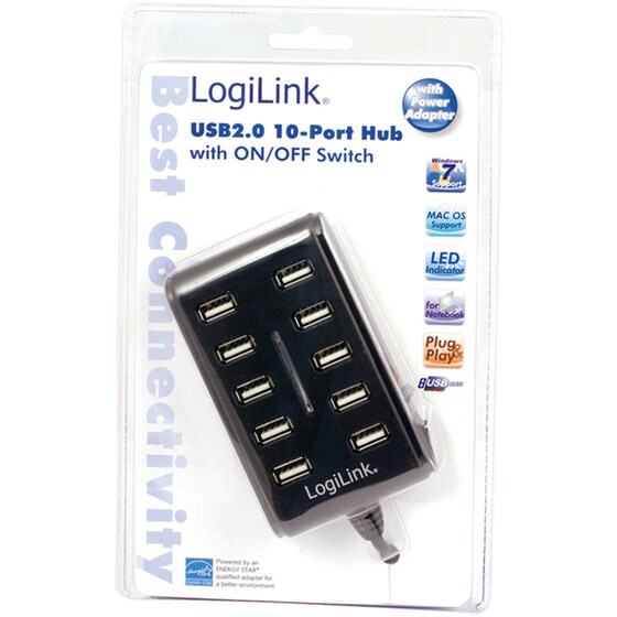 LogiLink UA0125 USB Hub 10-Port USB 2.0 συμβατό με USB-A image 4