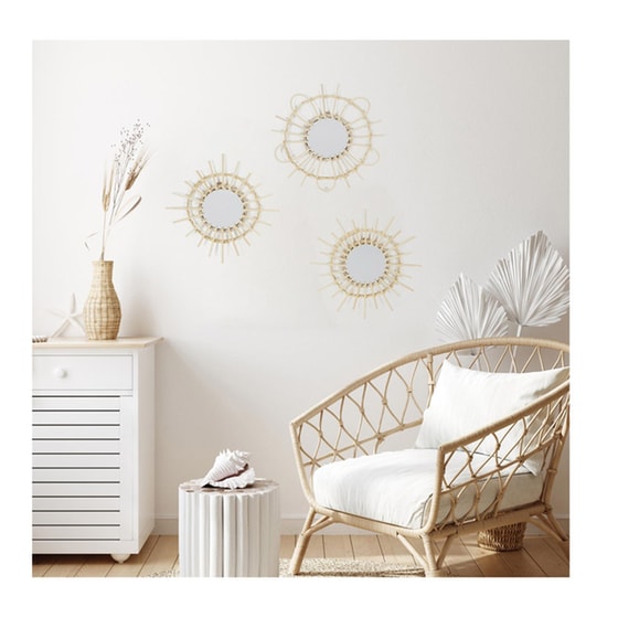 Σετ Διακοσμητικοί  Καθρέπτες Τοίχου Home Deco Factory 3 Τμχ Φ28 cm - Μπεζ image 2